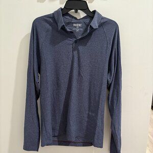Rhone Men's Blue Long Sleeve Polo Medium
